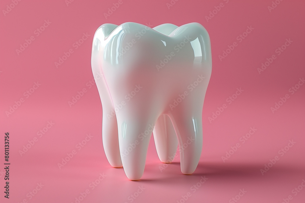 Huge tooth on pink background 3d illustration Huge tooth on pink background 3d illustration
