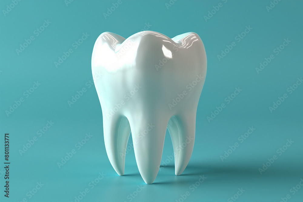 Huge tooth on blue background 3d illustration Huge tooth on blue background 3d illustration