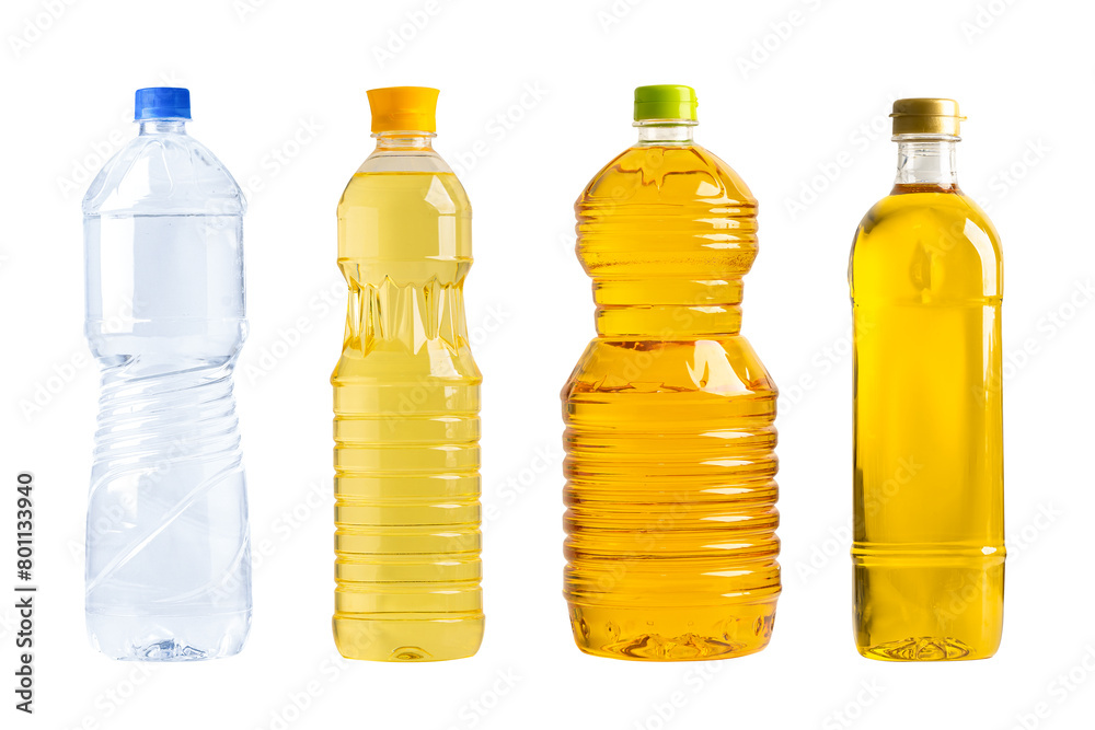 Water and Vegetable oil in different bottle for cooking isolated on white background. Water and Vegetable oil in different bottle for cooking isolated on white background.