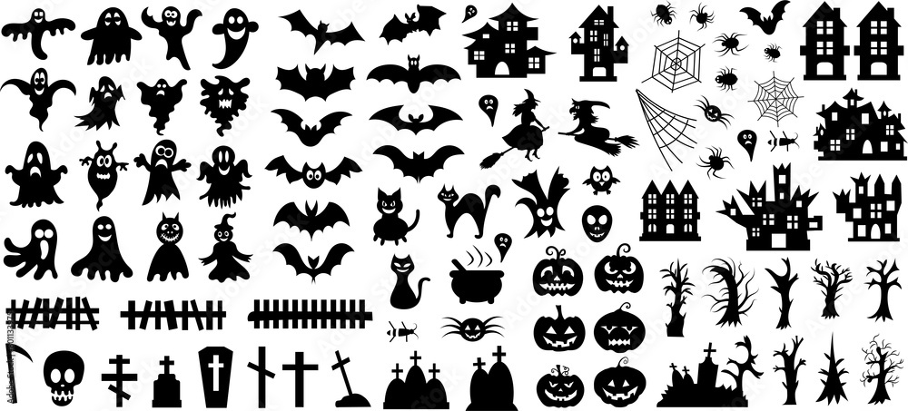 Big set of silhouettes of Halloween Big set of silhouettes of Halloween