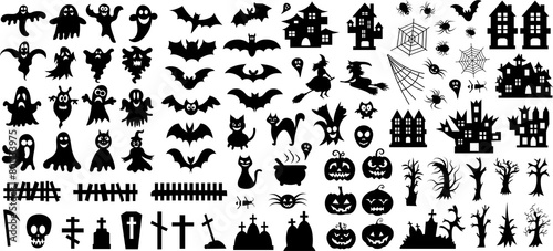 Big set of silhouettes of Halloween