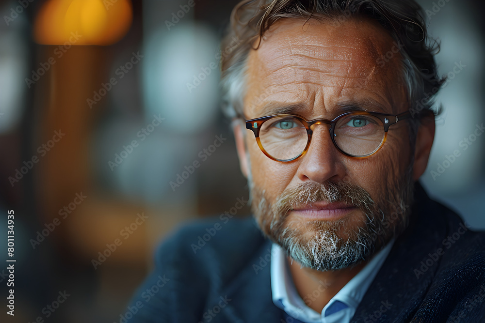 Elderly Man in Glasses Reading in Norwegian Nature Elderly Man in Glasses Reading in Norwegian Nature