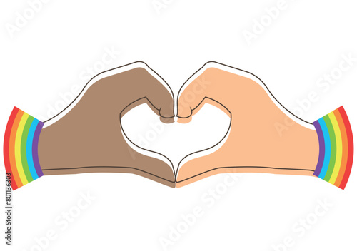 heart in hands for pride month. vector illustration