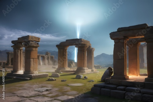 Temple of Apollo at Night - Ancient Architectural Ruins with Stone Columns and Archways
