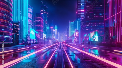 Neon Metropolis  A Futuristic Cyberpunk Night Cityscape