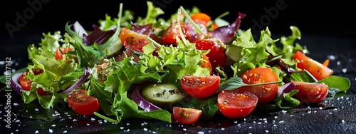 salad with vegetables on a dark background, Generative AI,