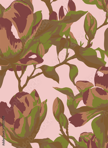 big flowers pattern , tropical floral, small flowers , flowers with leavers . vector illustration . photo