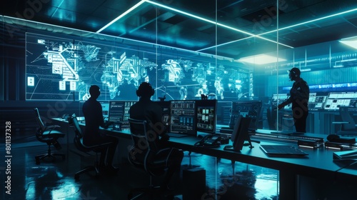 Cyber Sentinel: Safeguarding Sensitive Data in a Futuristic Security Hub © Yun