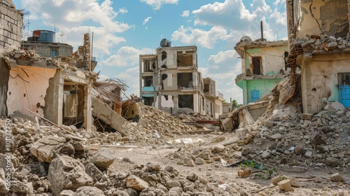 Through the lens of devastation, the true cost of conflict is revealed, as houses destroyed by bombardment serve as stark reminders of the irrevocable damage wrought by war. photo