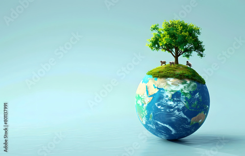 planet earth with tree on top, World environment day background