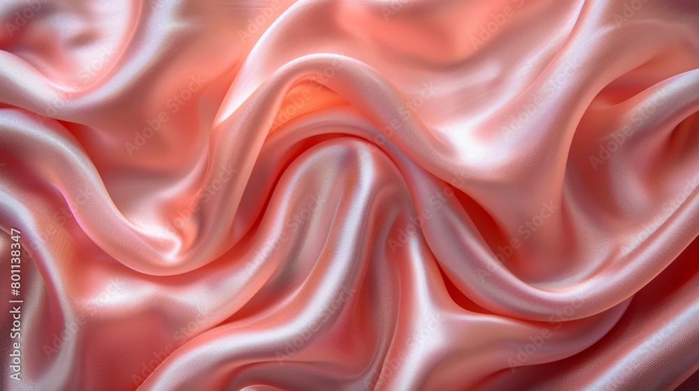 A tight shot of red and pink fabric, displaying undulating waves at its upper and lower edges A tight shot of red and pink fabric, displaying undulating waves at its upper and lower edges