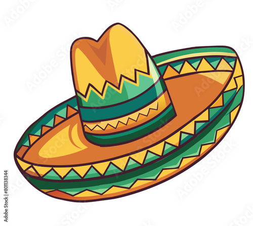 Vibrant vector illustration of a mexican sombrero with intricate patterns