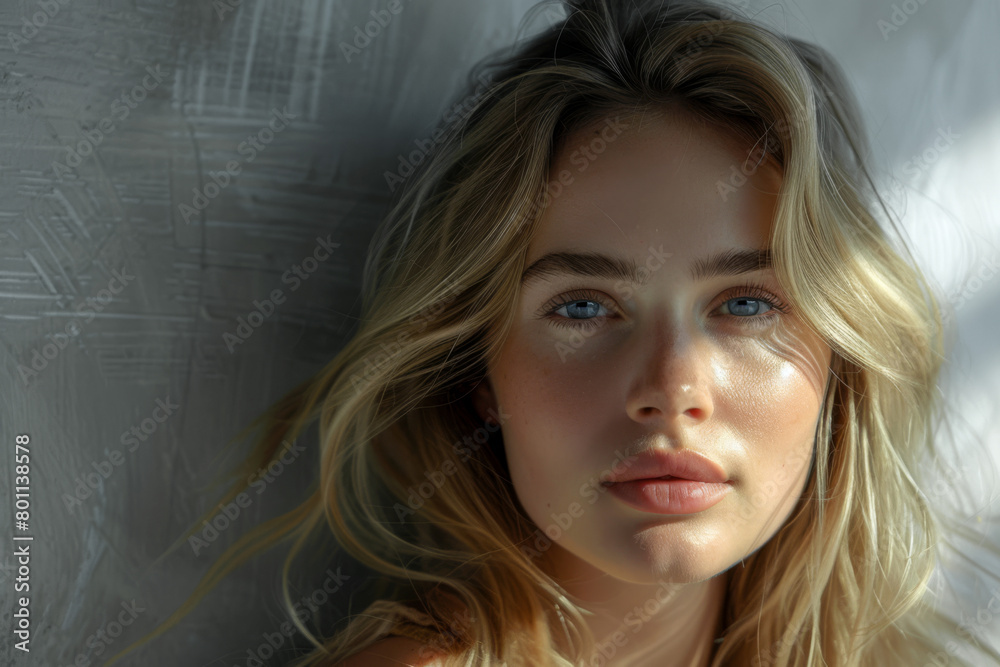 Portrait of a beautiful young woman with blond hair and blue eyes Portrait of a beautiful young woman with blond hair and blue eyes