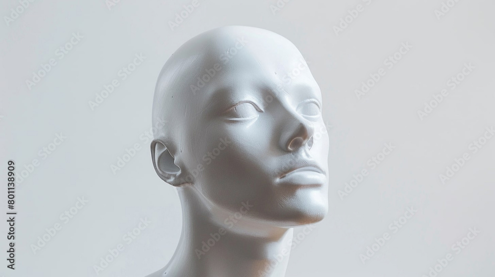 Close-up of a mannequin on a white background. Doll abstract face Close-up of a mannequin on a white background. Doll abstract face