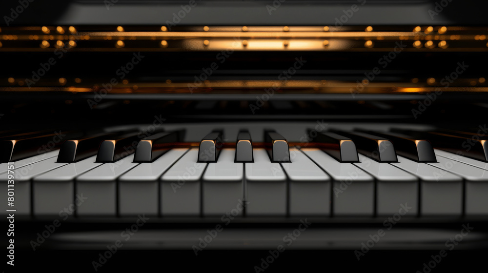   A close-up of a piano keyboard with light illuminating it from above and below, casting shadows beneath the keys