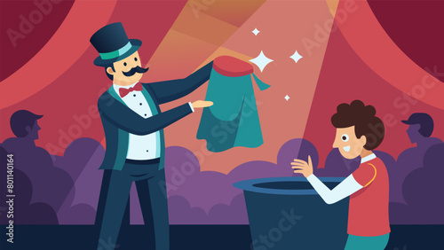 With a flick of his hand the magician changed the color of the audiences volunteers shirt leaving them in disbelief and awe..