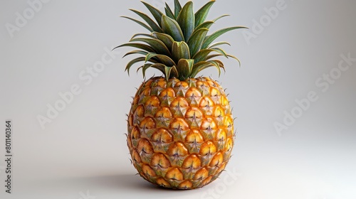   A close-up of a pineapple fruit against a pure white background