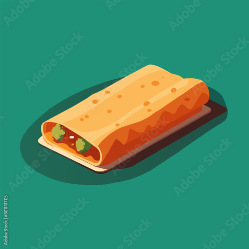 Vibrant illustration of a mexican enchilada, a popular street food, served on a plate