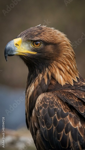 Detailed image capturing the fierce gaze and striking features of a golden eagle, showcasing its natural beauty and strength