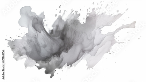 Pastel Gray Watercolor Splash  Isolated on a White Background