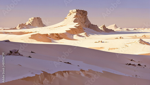 Digial art of The surreal landscapes of the White Desert in Egypt. AI Generative photo