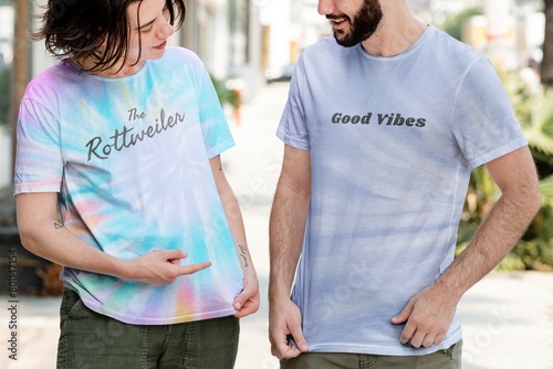 Tableau sur toile Men in tie dye tee, basic wear apparel fashion