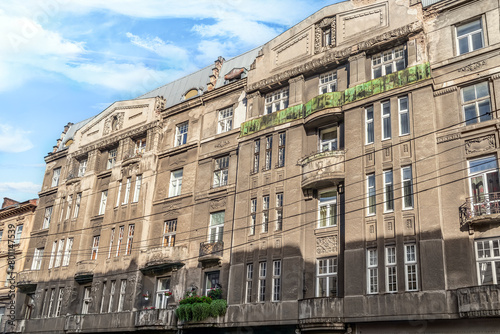 The former Bard house on 4 Slovatskoho Street in Lviv by architect and constructor Jozef Awin in 1912-1913, Ukraine. One of the impressive monuments of Lviv post-Secession architecture