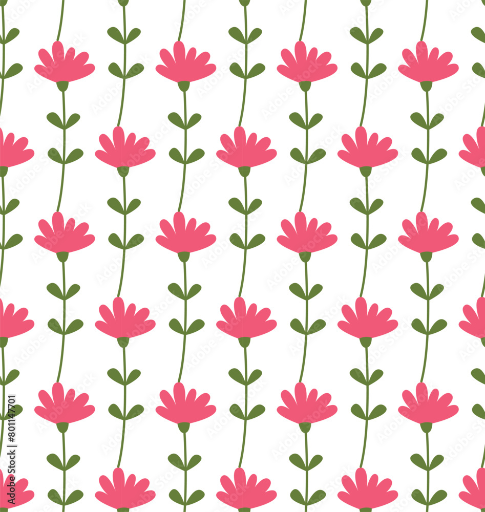 Seamles pattern with pink flowers. Vector background in flat style Seamles pattern with pink flowers. Vector background in flat style