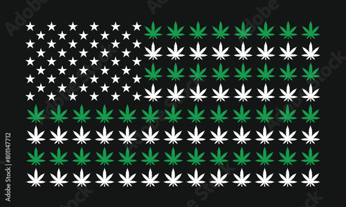 Cannabis Weed USA Flag Vector T-Shirt Design