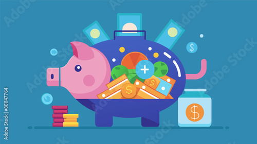 A budgeting system that leaves no room for hidden expenditures portrayed by a glass piggy bank displaying its contents of money in plain sight.
