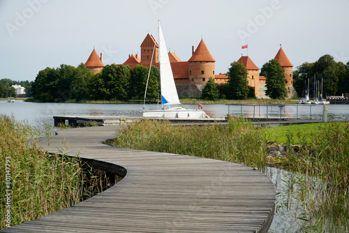 Trakai, Lithuania - Medieval castle on Galve Lake photo