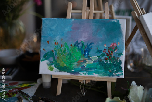 artist easel with palette