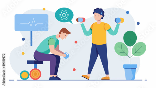 A neurodivergent physical the designs customized exercise programs to help patients with neurological conditions improve their coordination and. Vector illustration