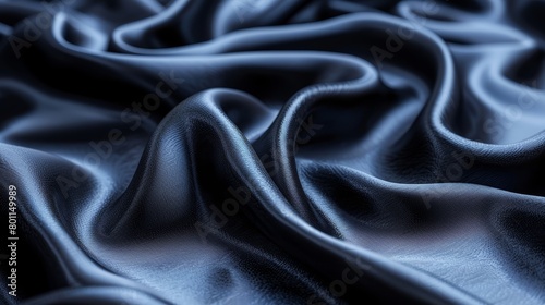  A close-up of a blue fabric features a wavy design at its top and bottom edges, not black