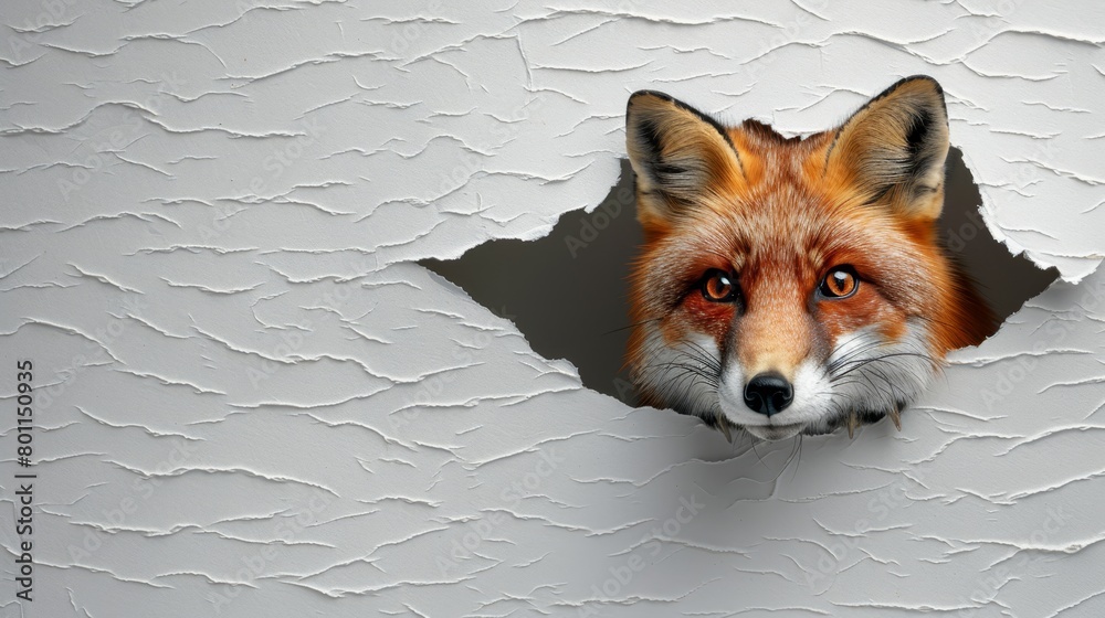 Fototapeta premium Paint Chips Away ..A close-up of a fox's face