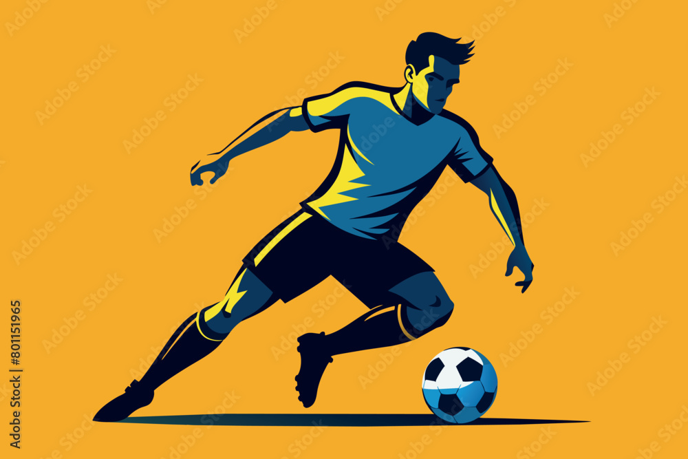 Fototapeta premium silhouette of a soccer player scoring a goal. Winning mood. Flat vector image.