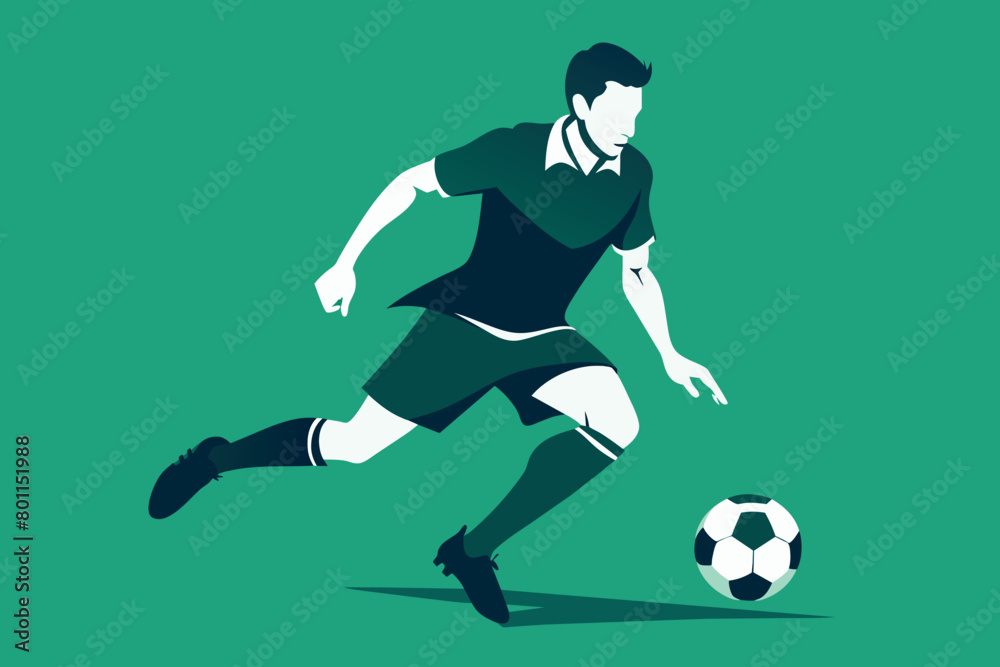 silhouette of a soccer player scoring a goal. Winning mood. Flat vector image.