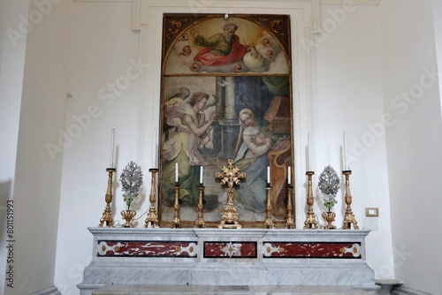 Obraz na płótnie Maiori - Dipinto cinquecentesco L'Annunciazione nel Santuario di Santa Maria a Mare w salonie