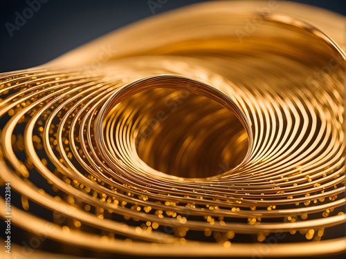 Abstract background composed of golden waves, luxurious and high-end background, leaving blank space for text, with a silky feel