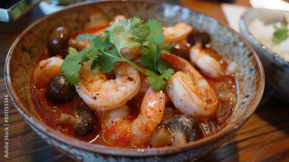 Seafood soup with shrimps and mussels in a bowl Seafood soup with shrimps and mussels in a bowl