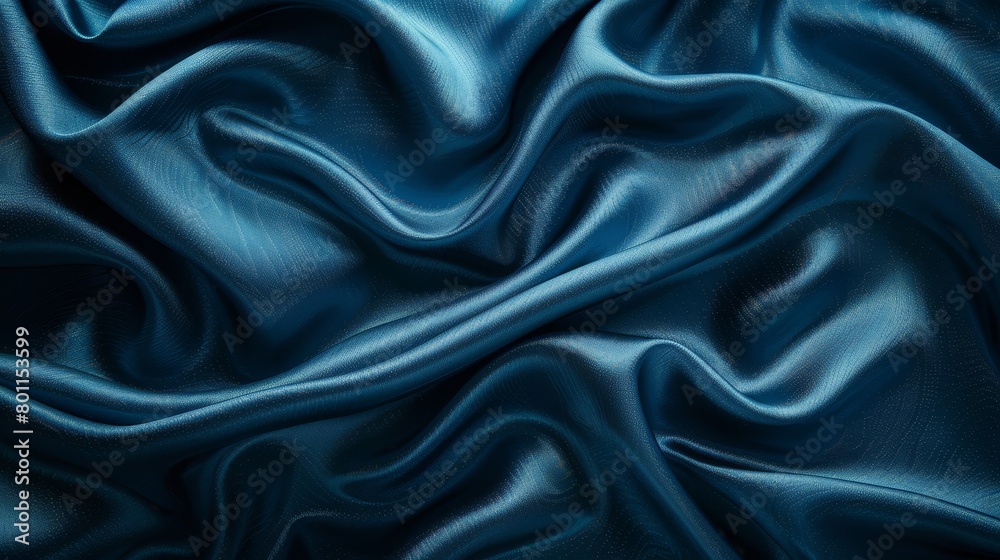 A detailed shot of a blue fabric's undulating wave pattern at its upper and lower edges A detailed shot of a blue fabric's undulating wave pattern at its upper and lower edges