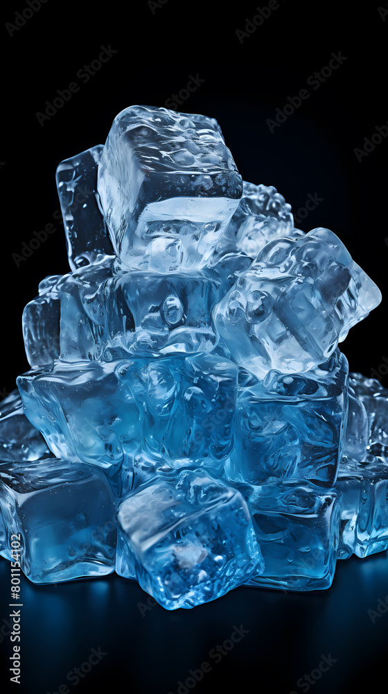 Ice cubes on dark blue background Ice cubes on dark blue background