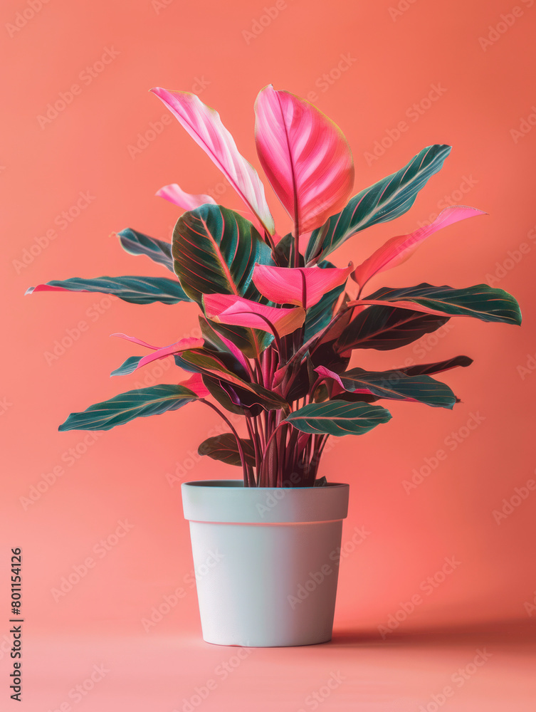 Vibrant Calathea in a white pot Vibrant Calathea in a white pot