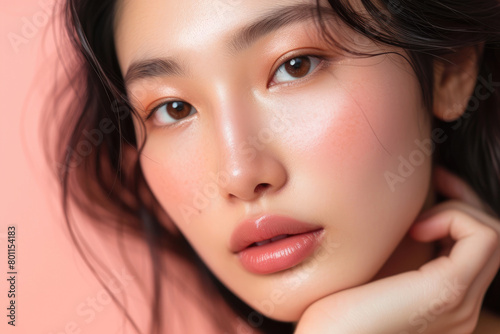 Bare Faced Asian Model with Clean Background