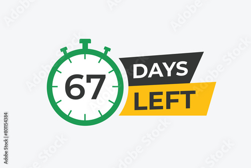 67 days to go countdown template. 67 day Countdown left days banner design. 67 Days left countdown timer