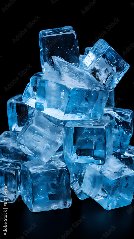 Ice cubes on dark blue background Ice cubes on dark blue background