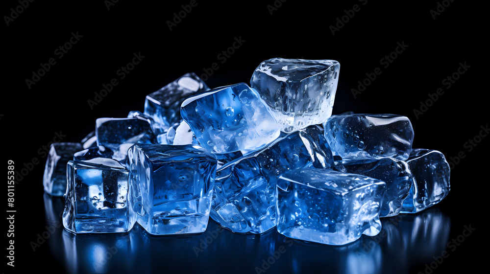 Ice cubes on dark blue background Ice cubes on dark blue background