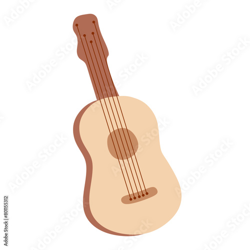 Classical acoustic guitar or Ukulele. Isolated silhouette classic Musical string instrument Graphic Art. Vector illustration flat style For business, Logo, Card, Poster. Music concept Design Object photo