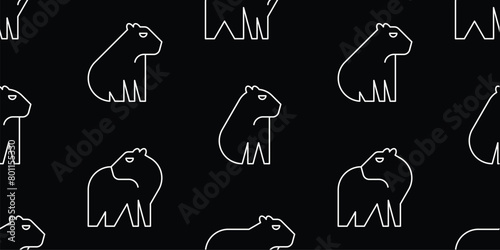 Seamless pattern with Capybaras. isolated on white background