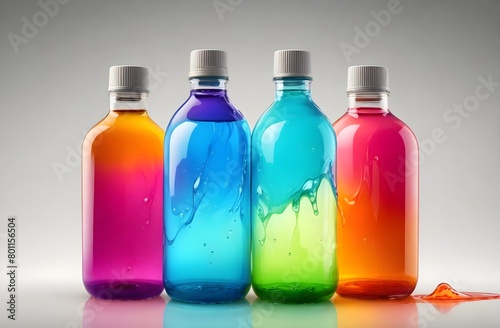 A vibrant colorful fluid inside the bottle of wine